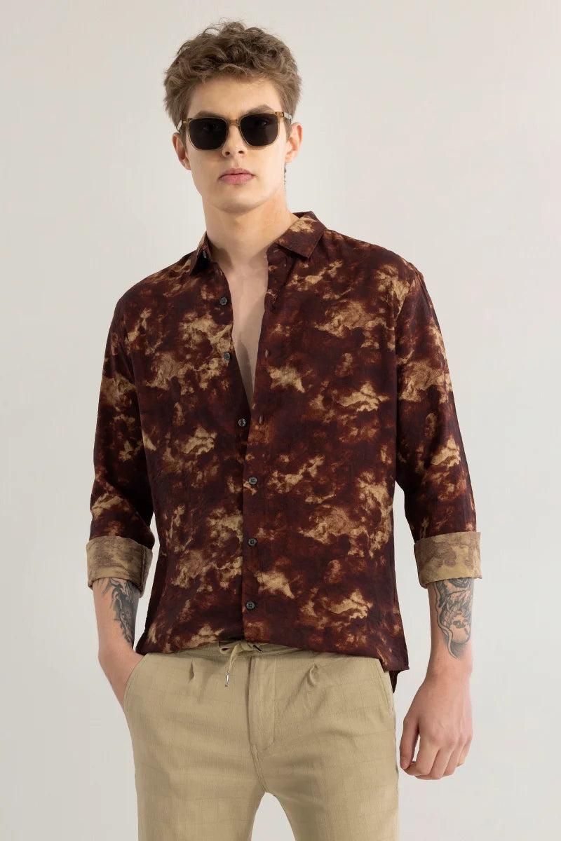 EmberFlow Abstract Brown Shirt