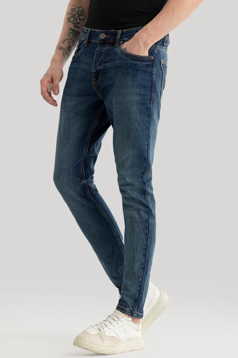 Phantom Indigo Blue Plain Skinny Fit Jeans