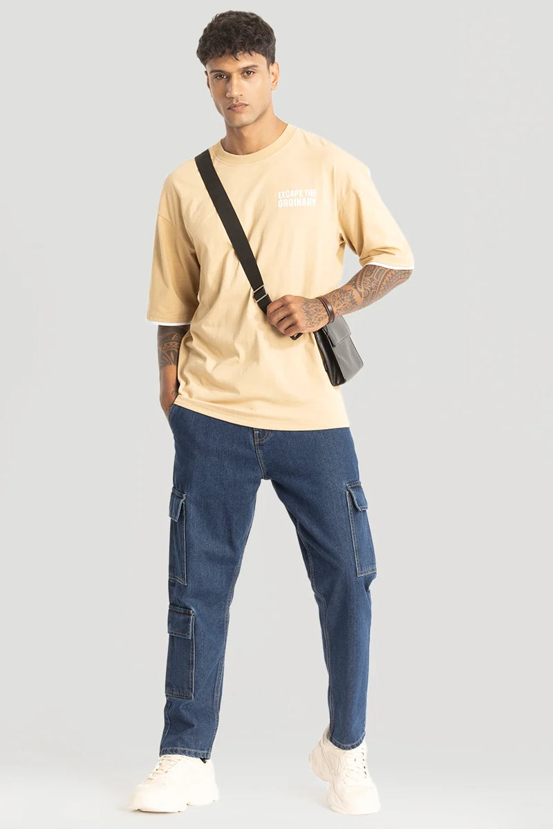 Escape The Ordinary Beige Oversized T-Shirt