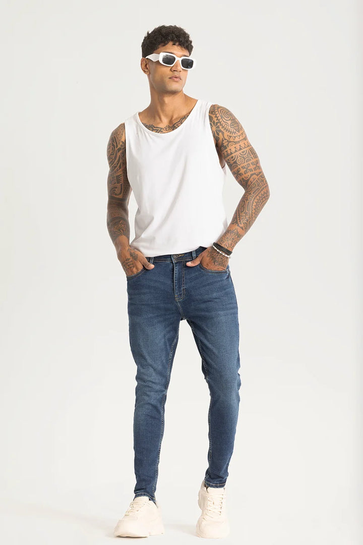 Dark Blue Plain Skinny Fit Jeans