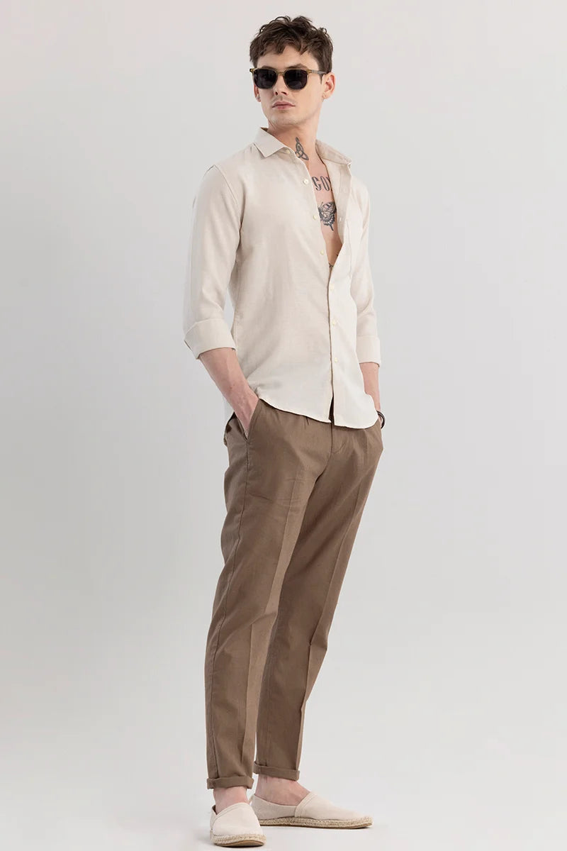 Linen Line Beige Stripe Shirt