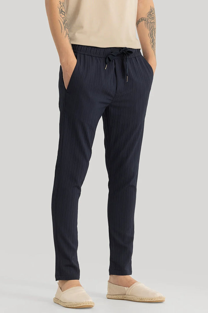 Harbor Navy Plain Slim Fit Pants