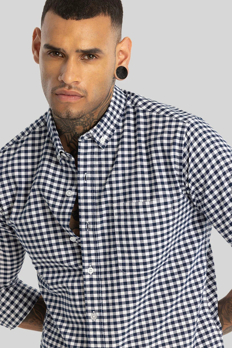 Navy Gingham Checks Shirt