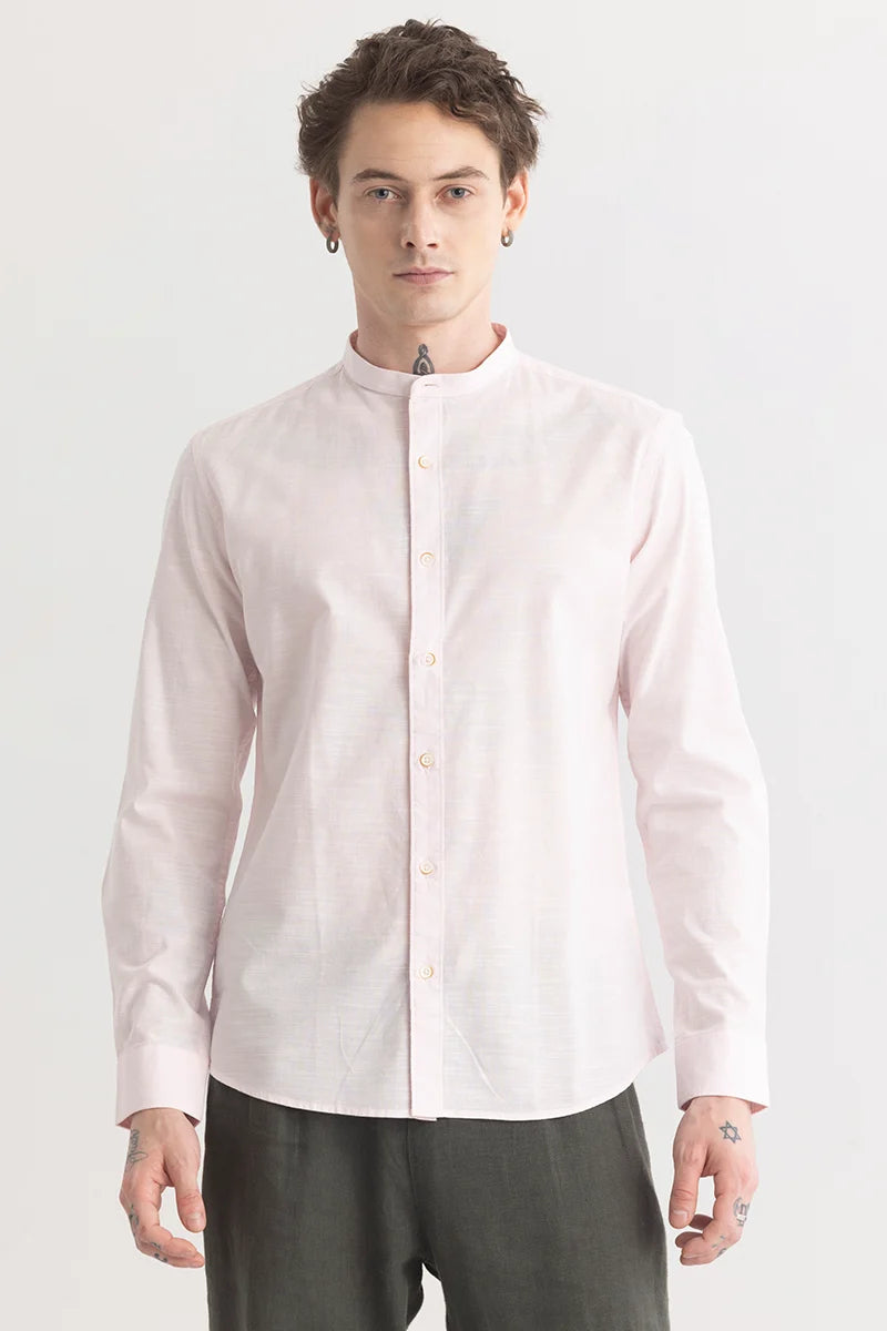 Mandarique Pink Linen Blend Shirt