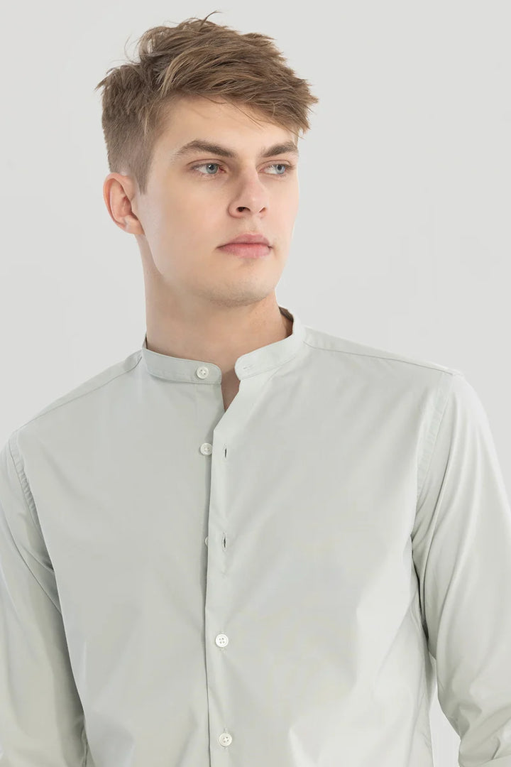 Grey Plain Mandarin Shirt