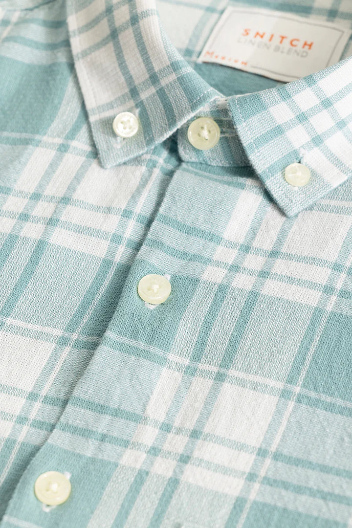 Titan Turquoise Checks Linen Shirt