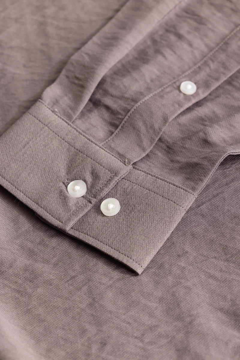 Mauve Crushed Mandarin Collar Shirt