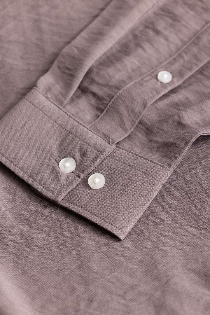 Mauve Crushed Mandarin Collar Shirt