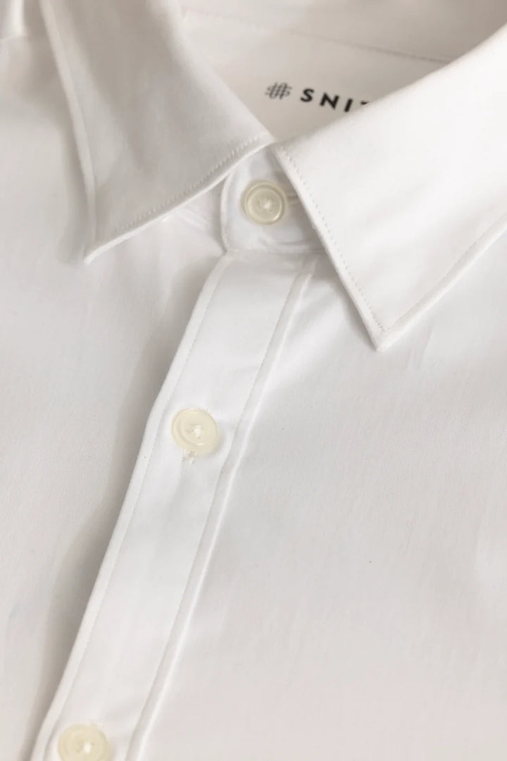 Satin Stretch White Plain Shirt