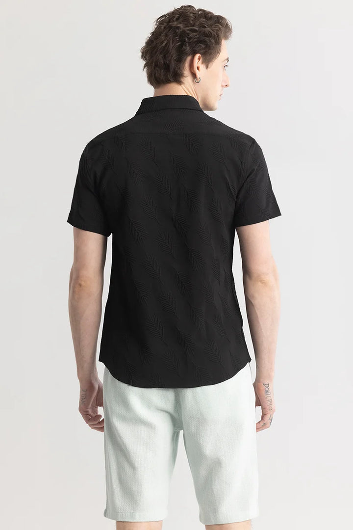 Leaf-Off Black Textured Shirt