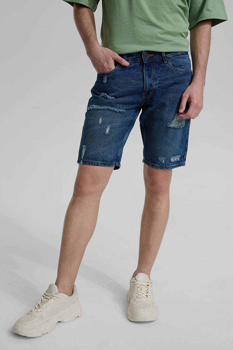 Indigo Regular Fit Denim Shorts