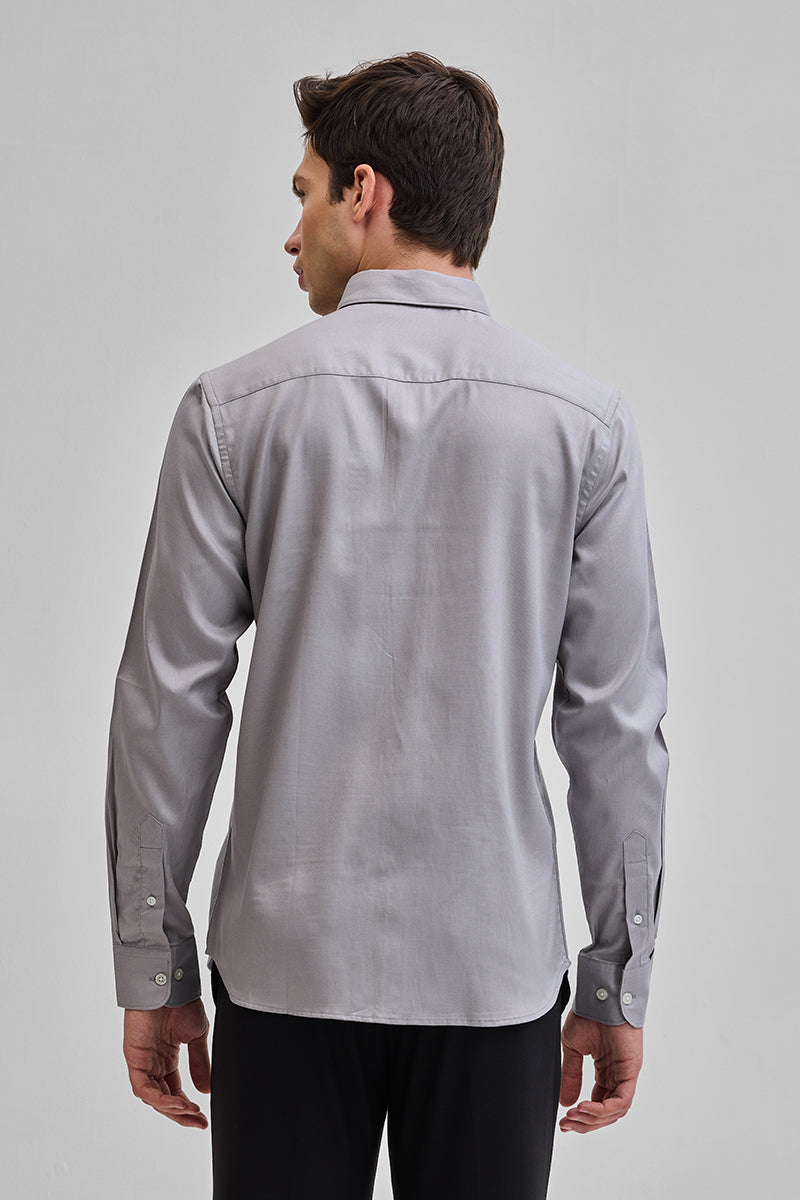 Light Grey Solid Twill Shirt