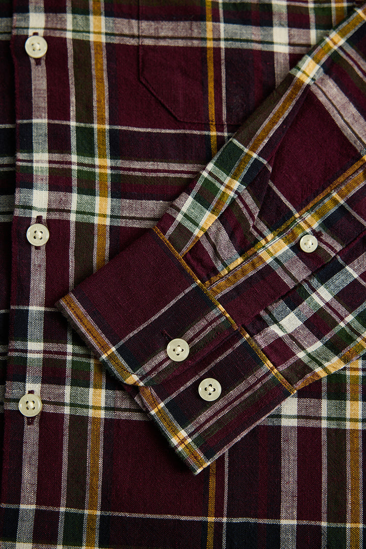 Maroon Checks Linen Shirt