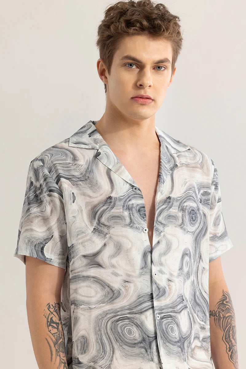 Nebulara Grey Printed Shirt