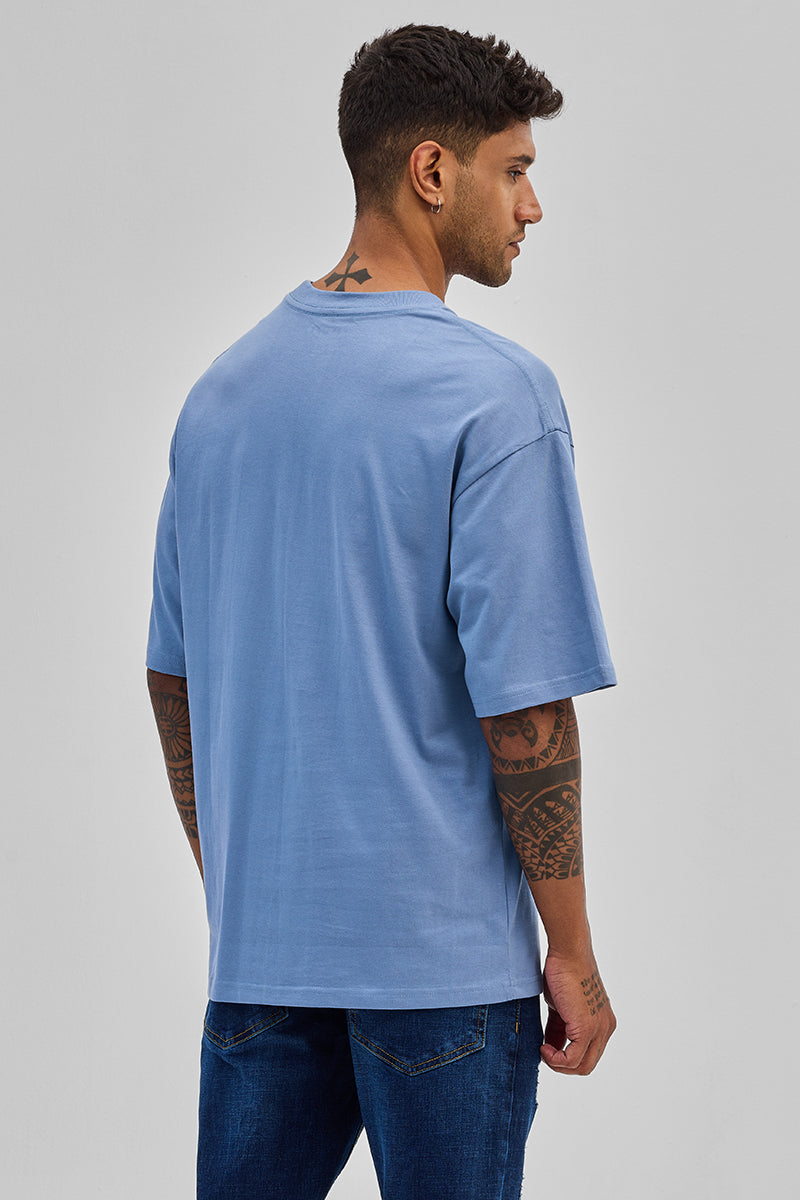 Blue Utility Pocket Oversized T-Shirt