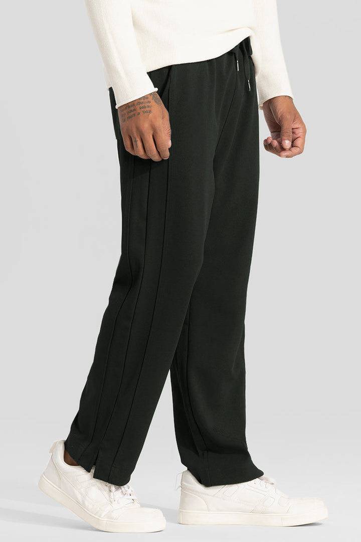 Dark Green Slit Ankle Trousers