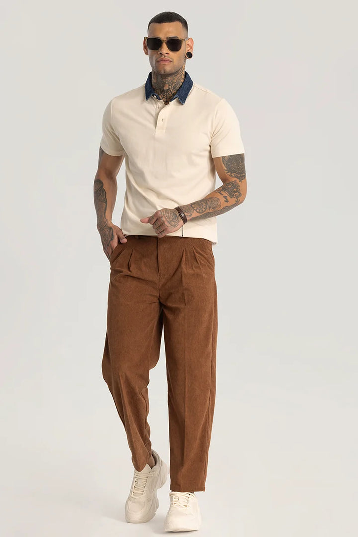 Beige Slim Fit Polo T-Shirt