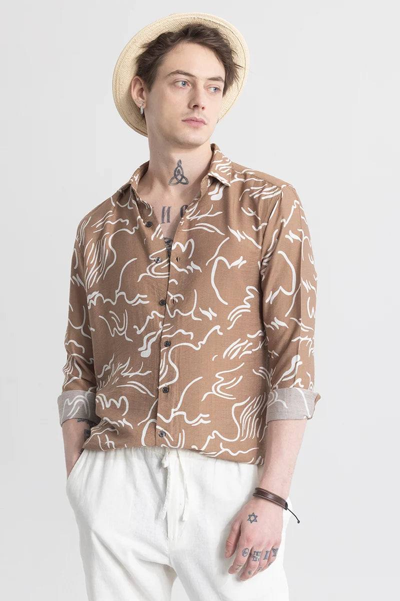 Geoshard Abstract Brown Shirt