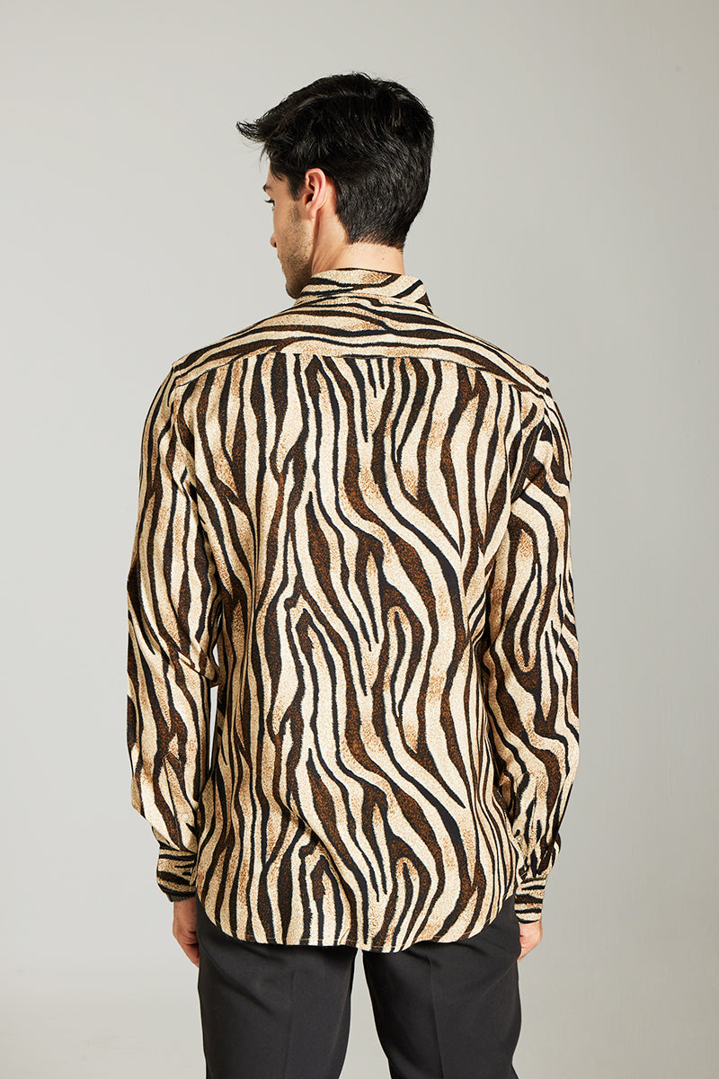 Tiger Skin Print Cream Shirt