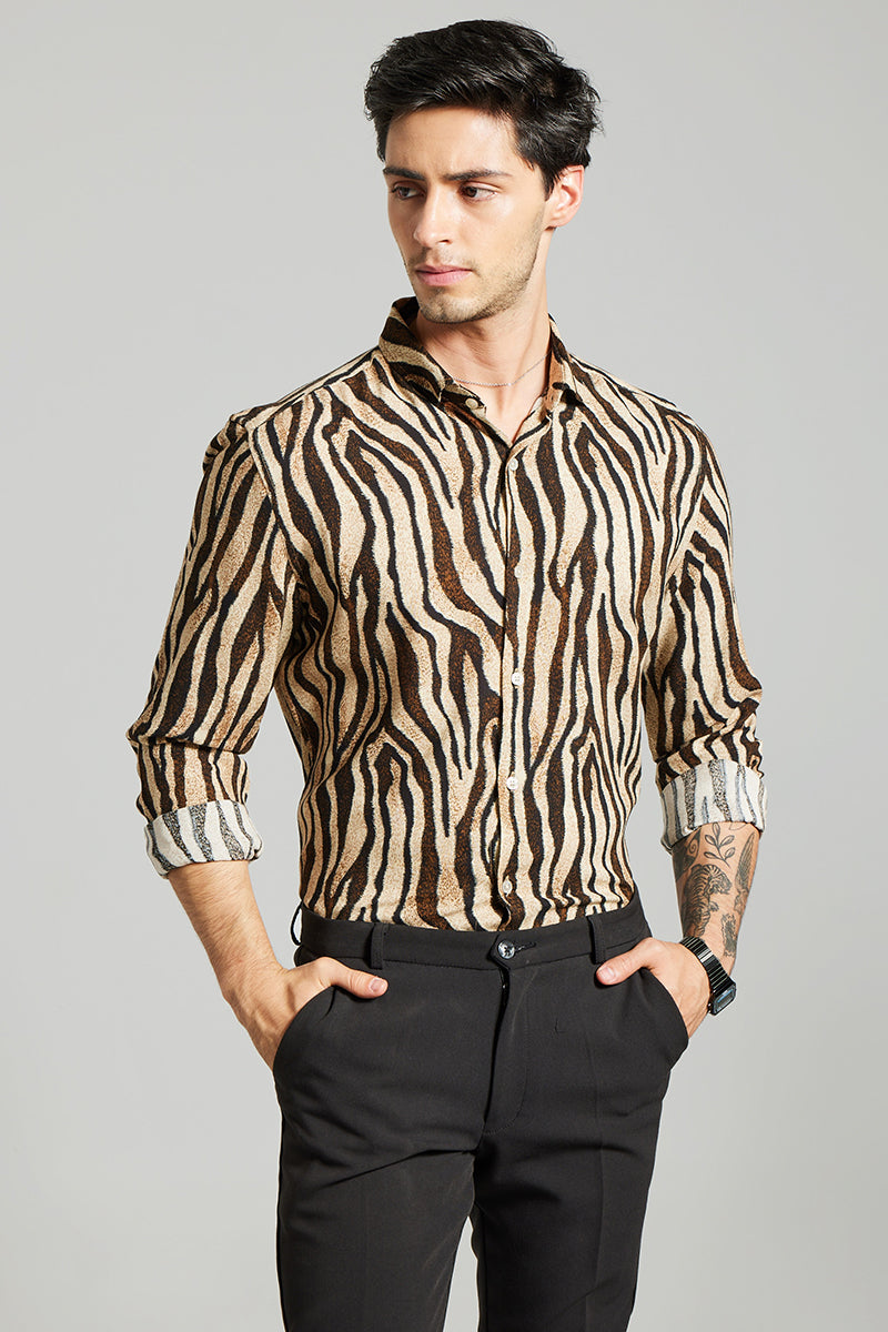 Tiger Skin Print Cream Shirt