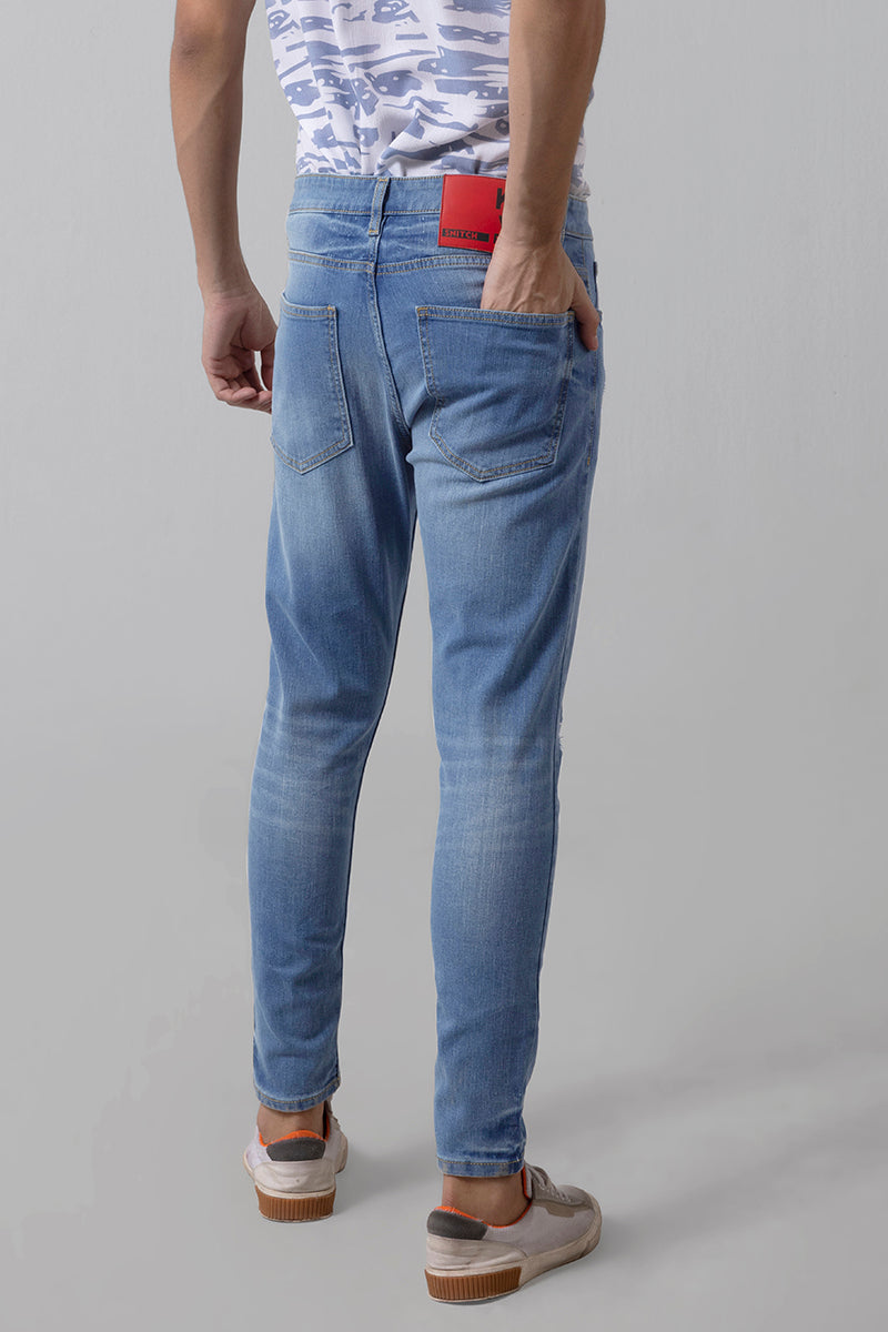 Stained Sky Blue Skinny Jeans