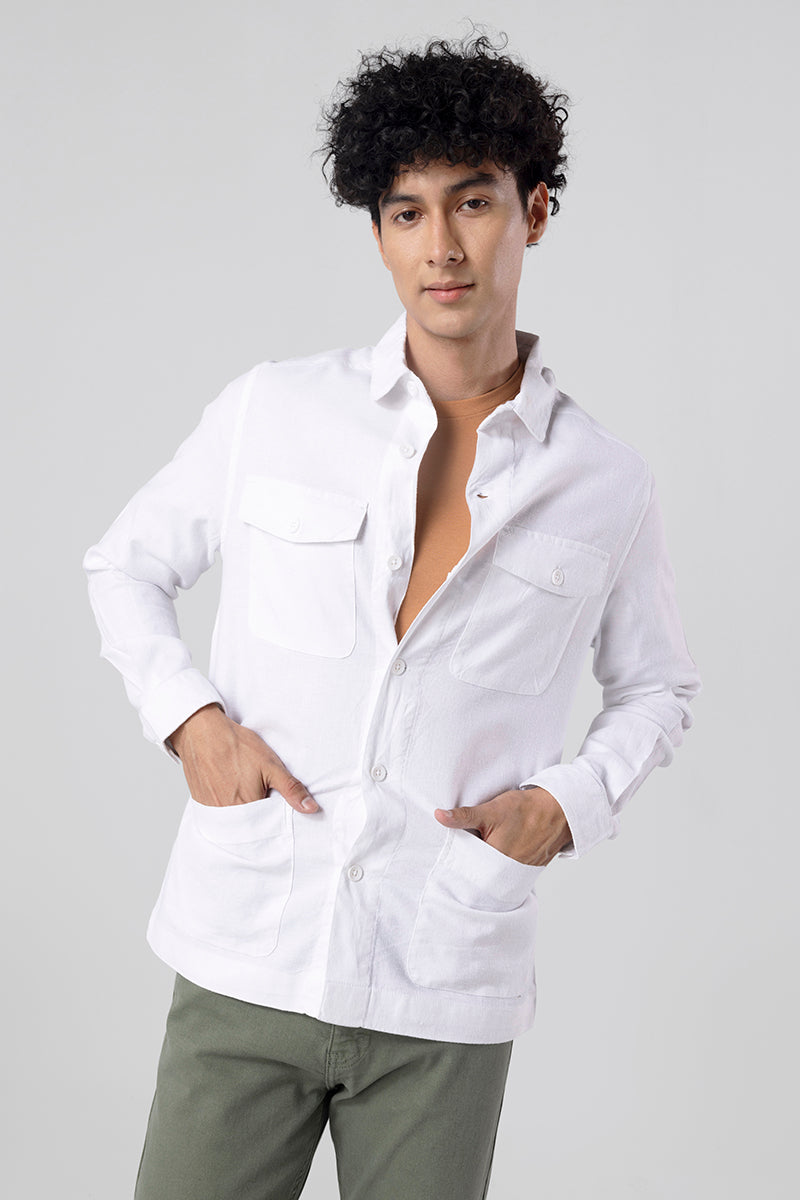 Lino White Linen Overshirt