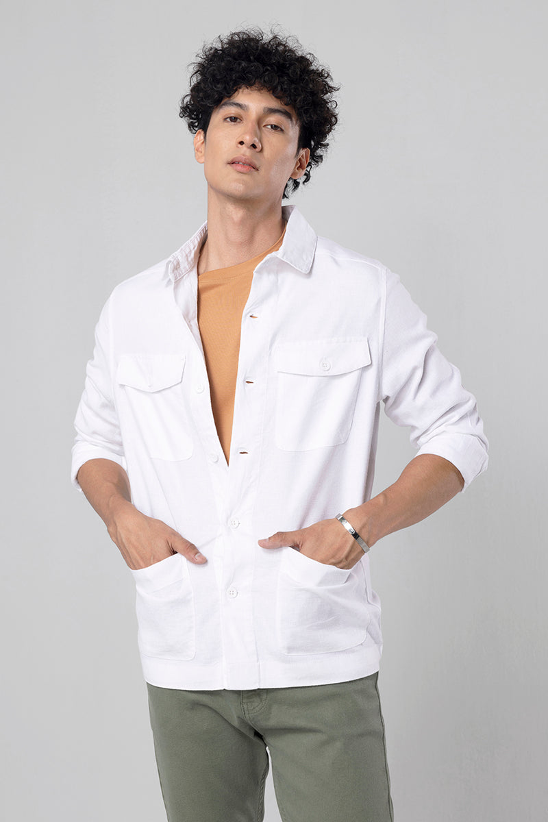 Lino White Linen Overshirt