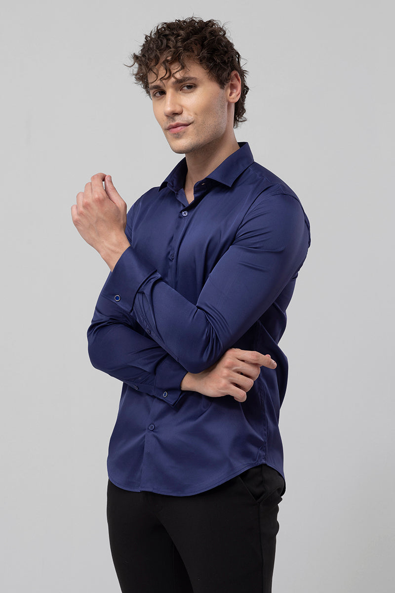 Buy Men's Double Cuff Royal Blue Shirt Online | SNITCH