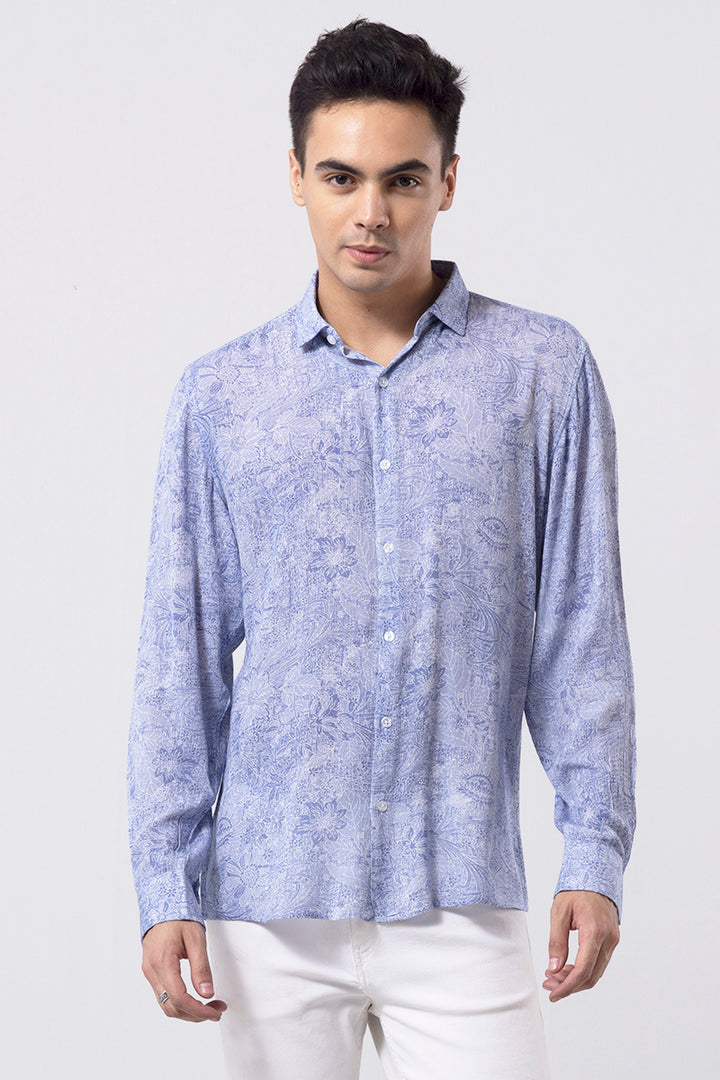 Curated Leaf Blue Shirt