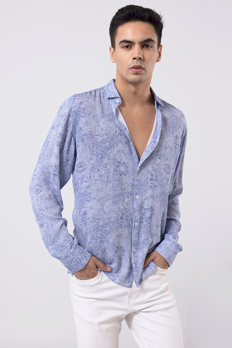 Curated Leaf Blue Shirt