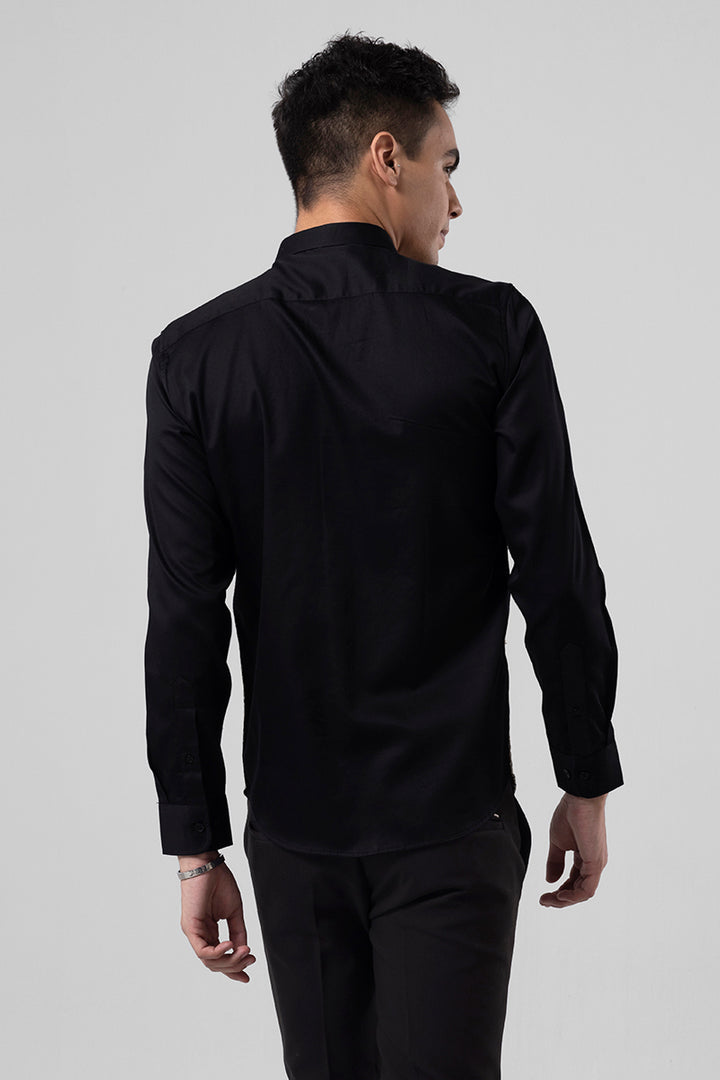 Tile Embroidered Black Shirt