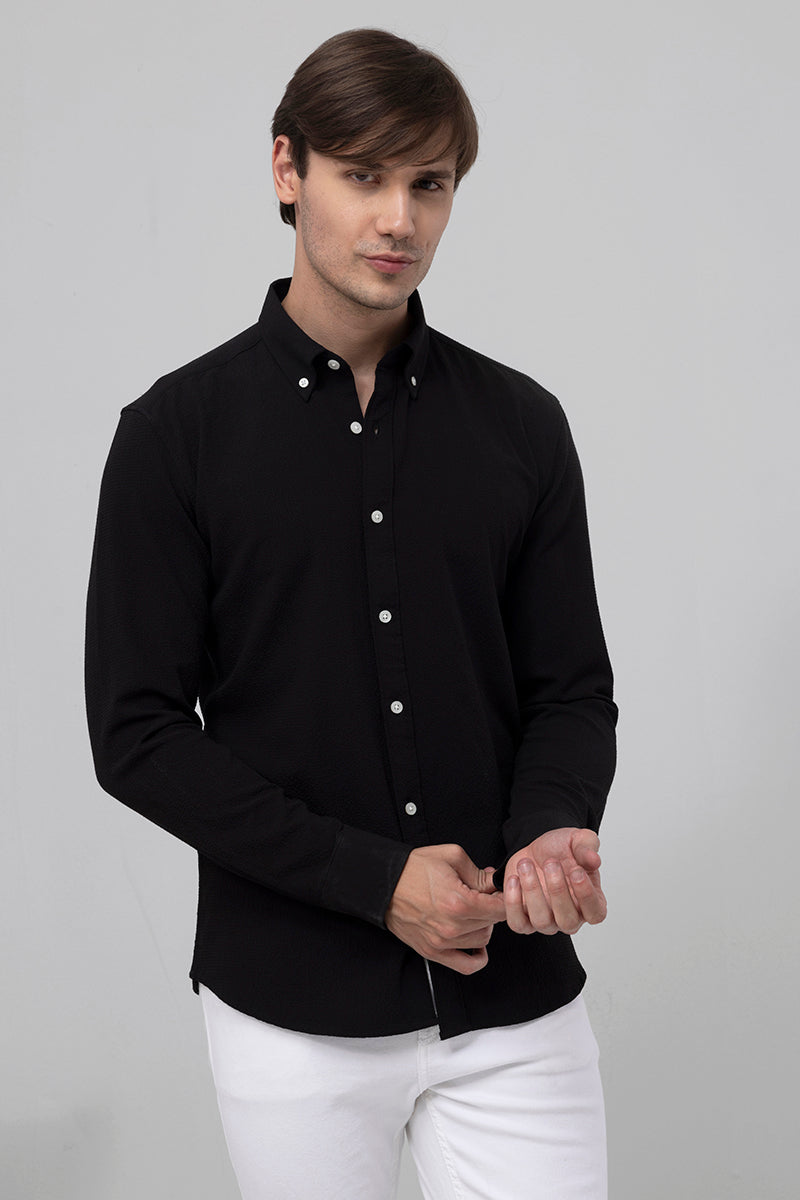 Wrinkle Crush Black Shirt