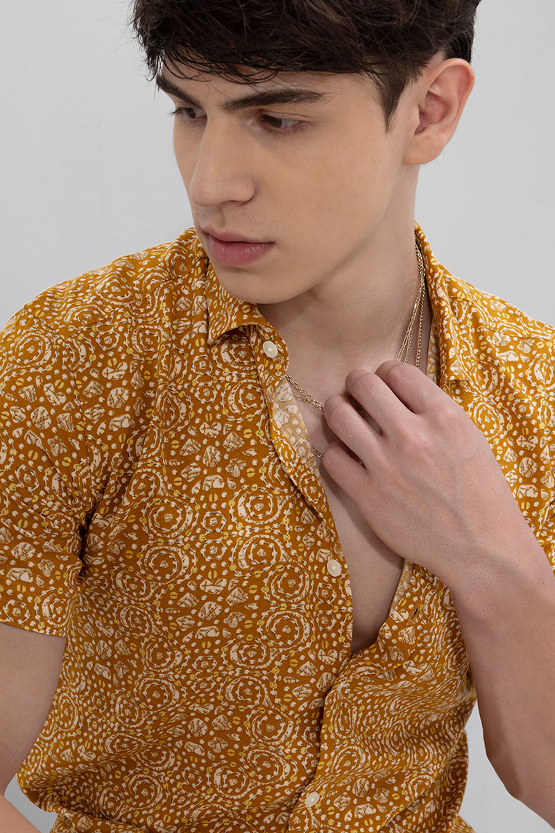 Buy Mens Bandhej Mustard Shirt Online Snitch