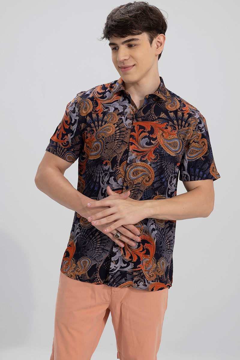 Folk Paisley Orange Shirt