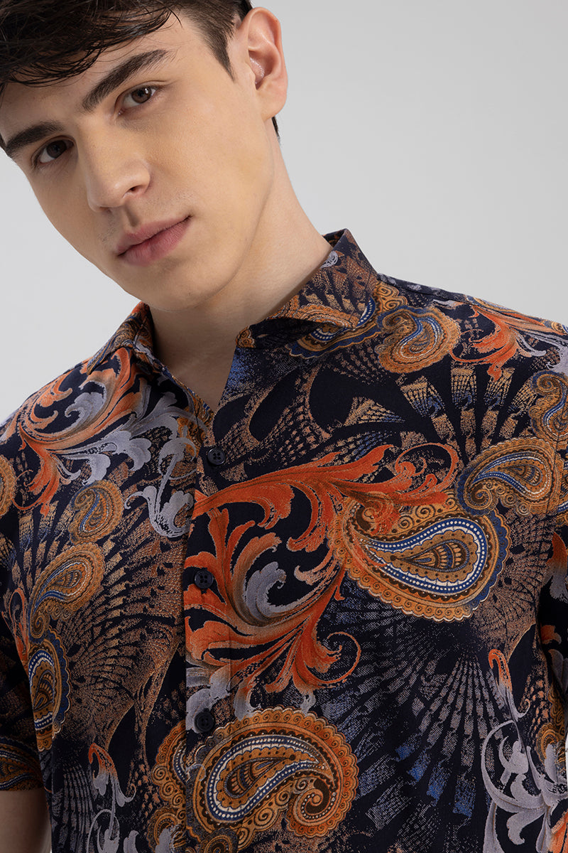 Folk Paisley Orange Shirt