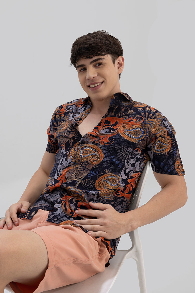 Folk Paisley Orange Shirt