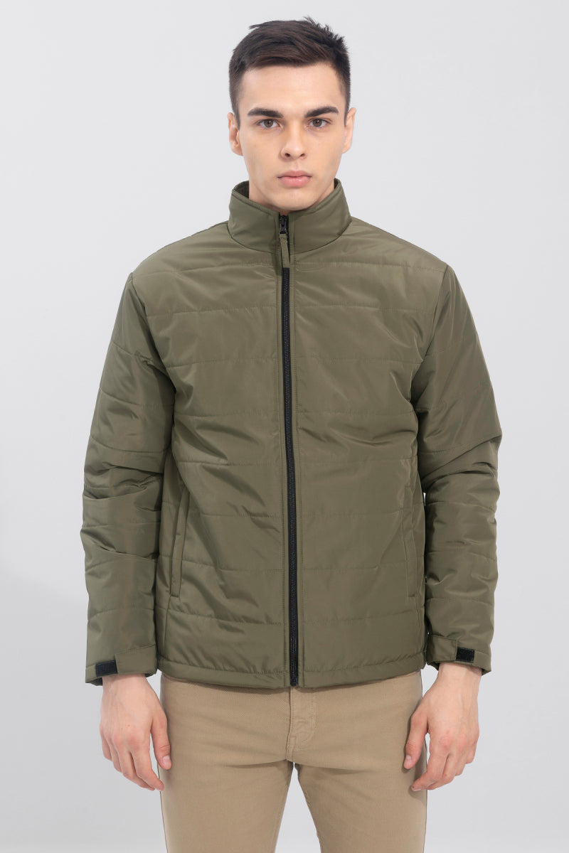Buy Men's Griff Olive Puffer Jacket Online | SNITCH