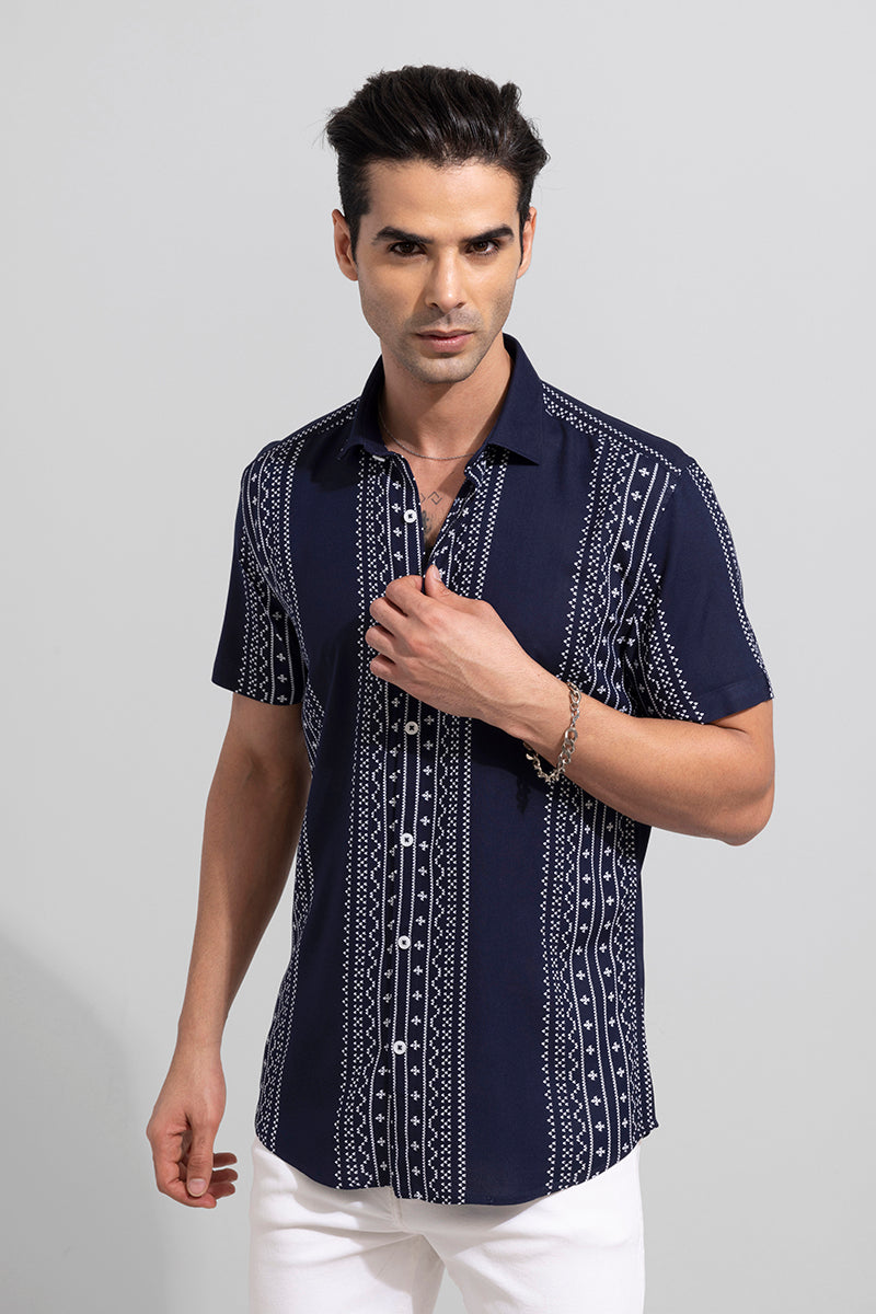 Buy Men's Kolam Navy Shirt Online | SNITCH