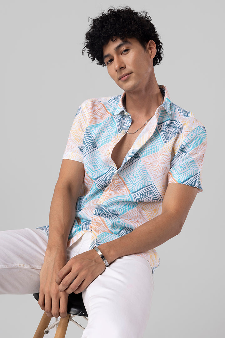 Sky Diamond White Linen Shirt