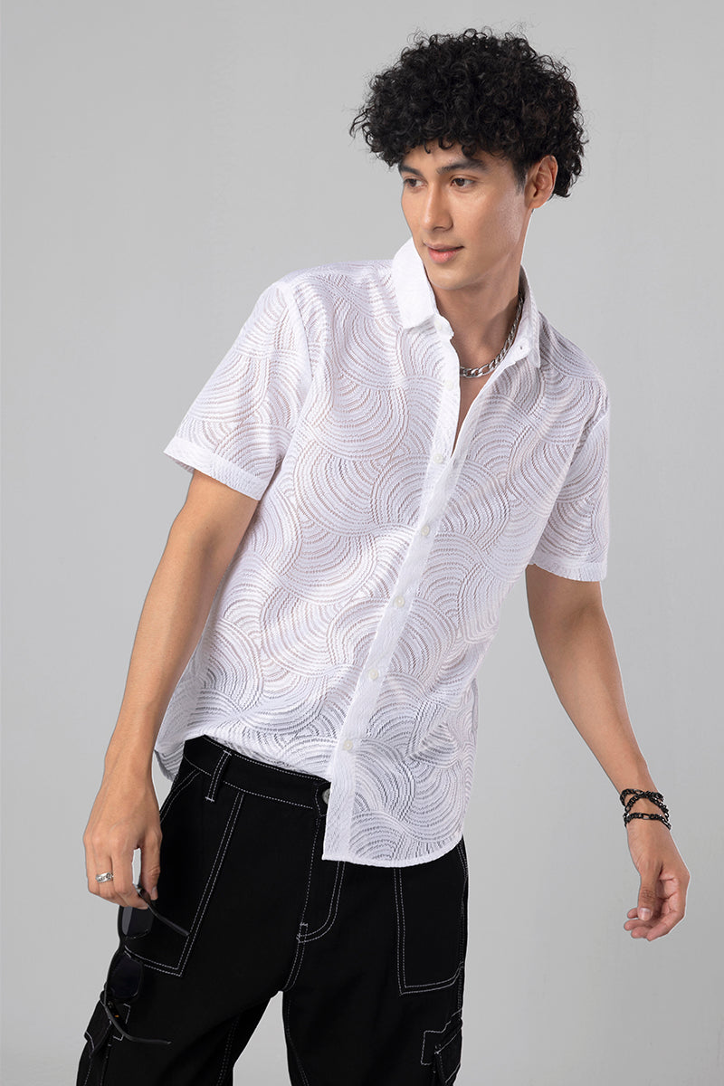 Hawaiian Hakoba Wave White Shirt