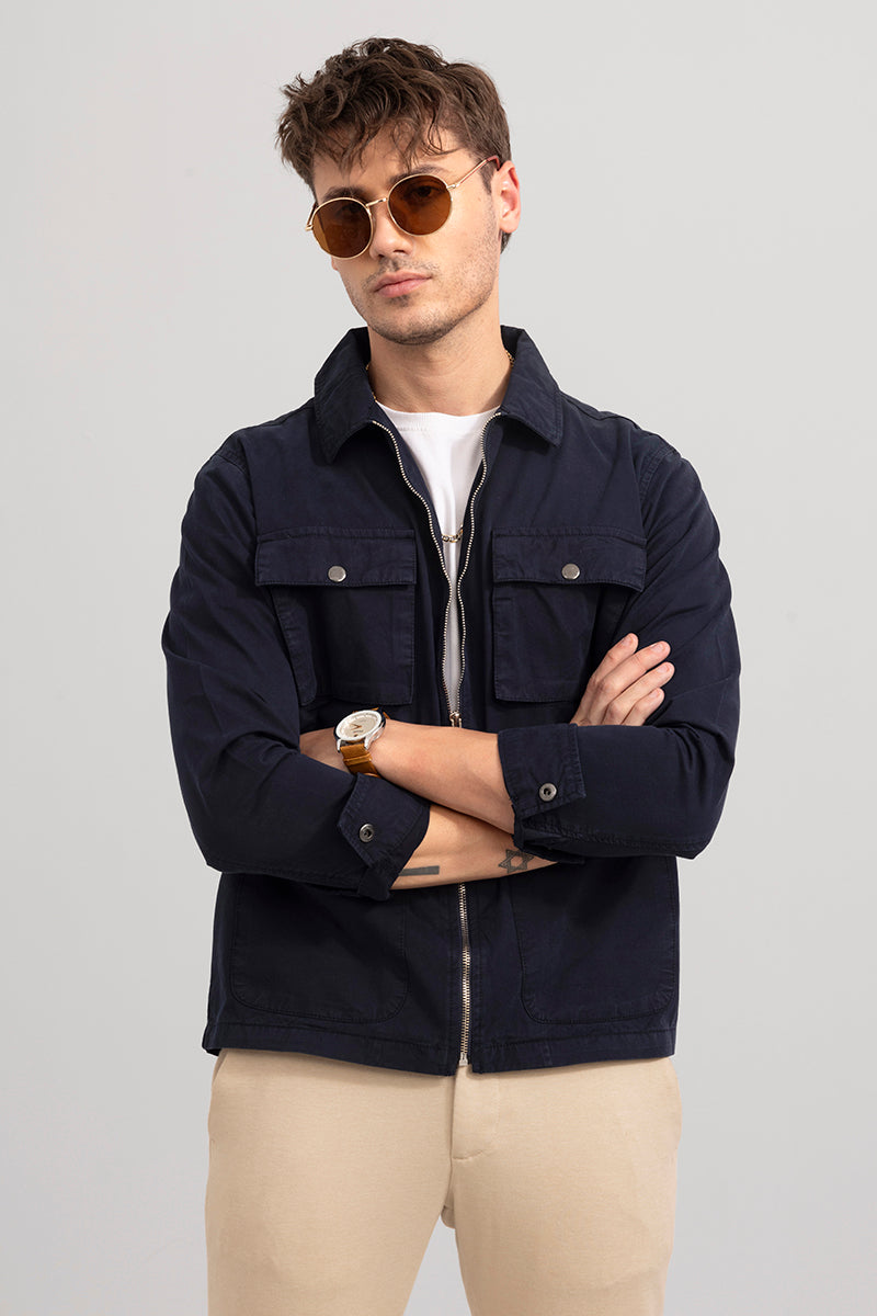 Buy Men's Shakky Navy Overshirt Online | SNITCH