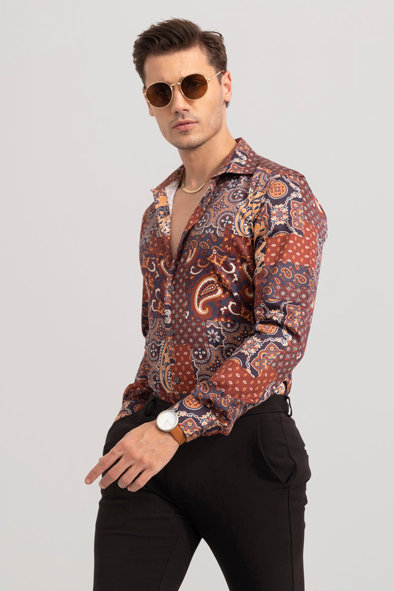 Middle East Dark Grey Paisley Shirt