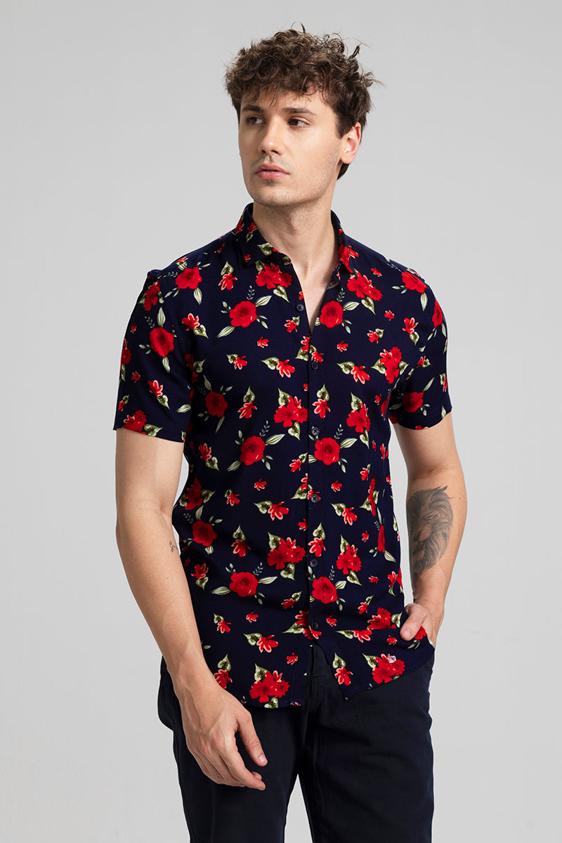 Buy Men's Floral Navy Shirt Online | SNITCH