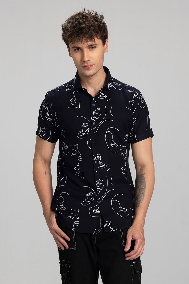 Doodle Face Navy Shirt