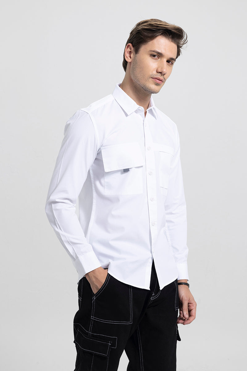 Double Patch Pocket White Shirt