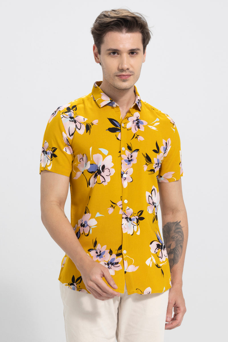 Garden Viola Mustard Yellow Shirt