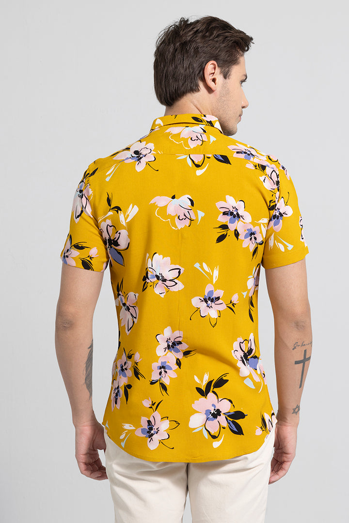 Garden Viola Mustard Yellow Shirt