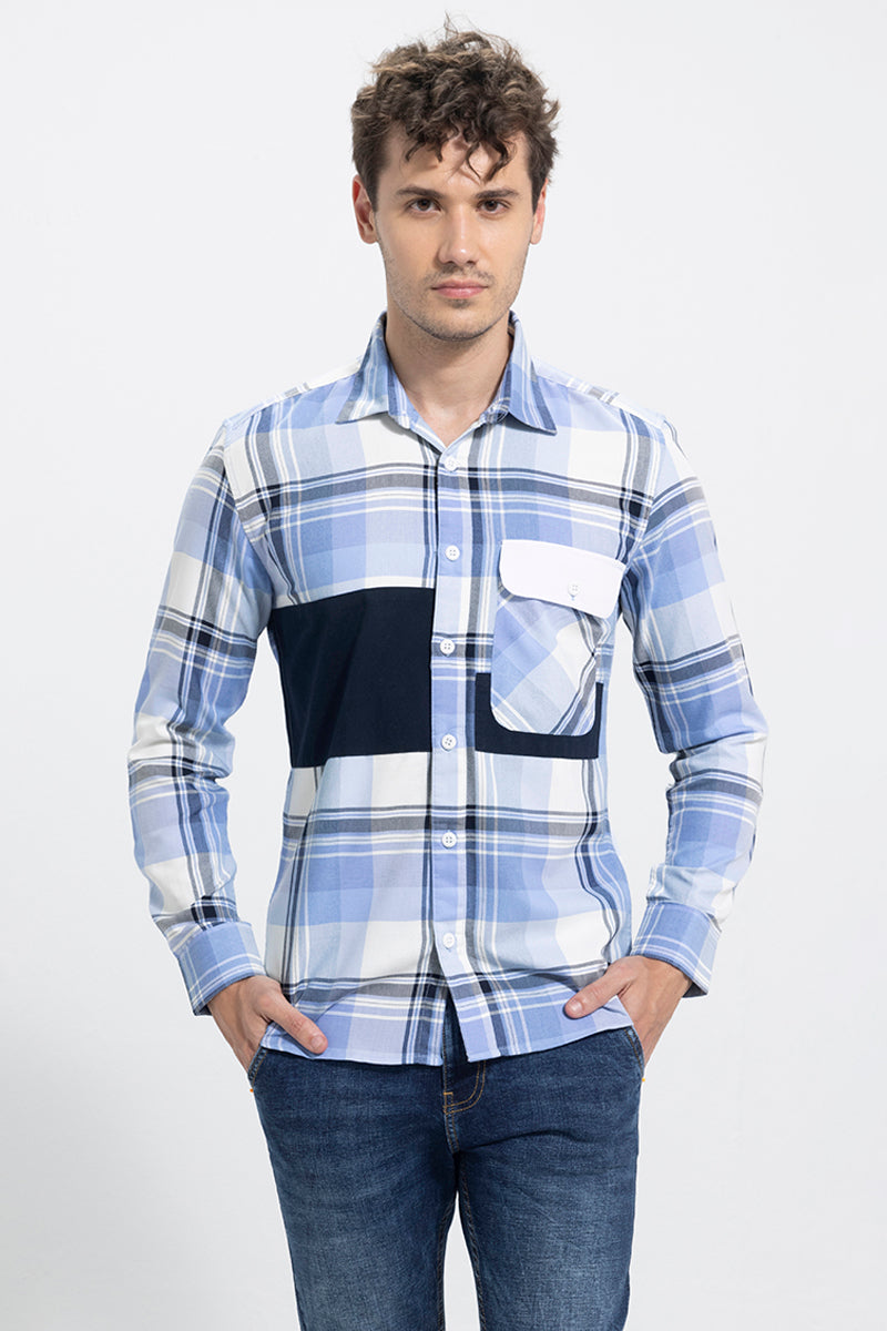 Flap Pocket Blue Shirt