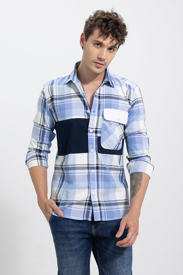 Flap Pocket Blue Shirt