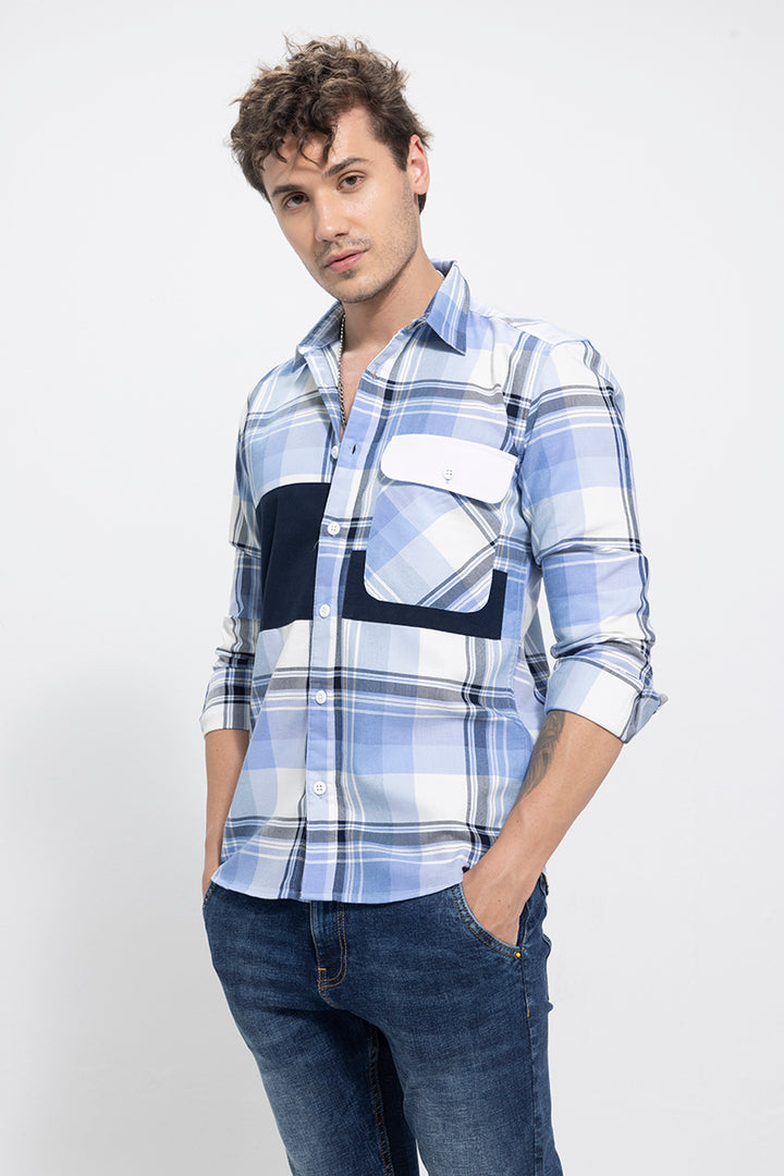 Flap Pocket Blue Shirt